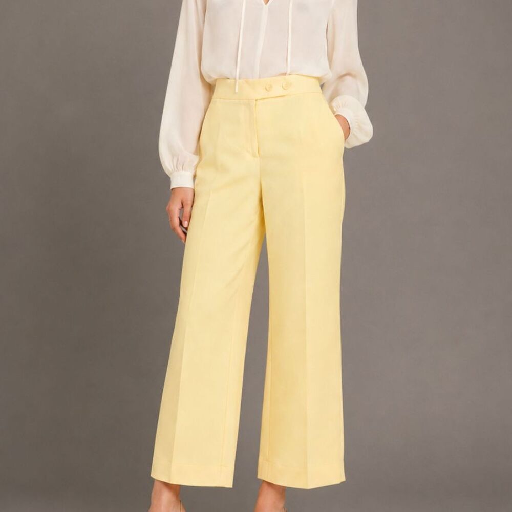 Yellow Linen Wide Leg Pants Size Medium